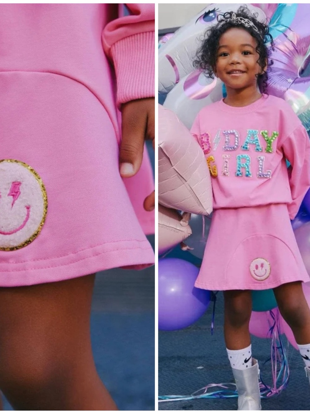 Lola & The Boys Chrystal Gem Birthday Pink Smiley Face Skirt | Size 10